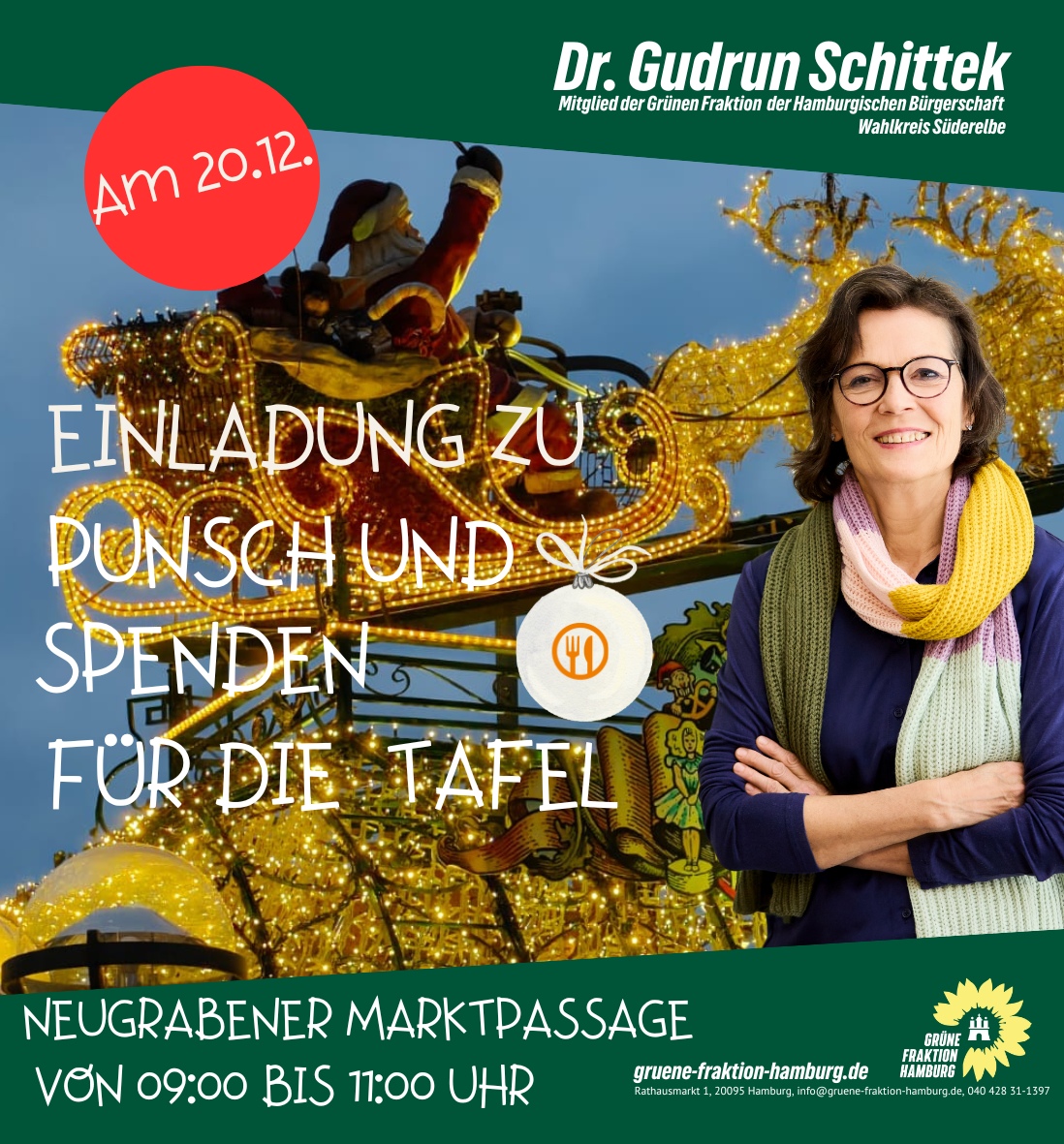 Einladung zu Punsch und Tafelspenden, 20.12.2025, Neugrabener Marktpassage